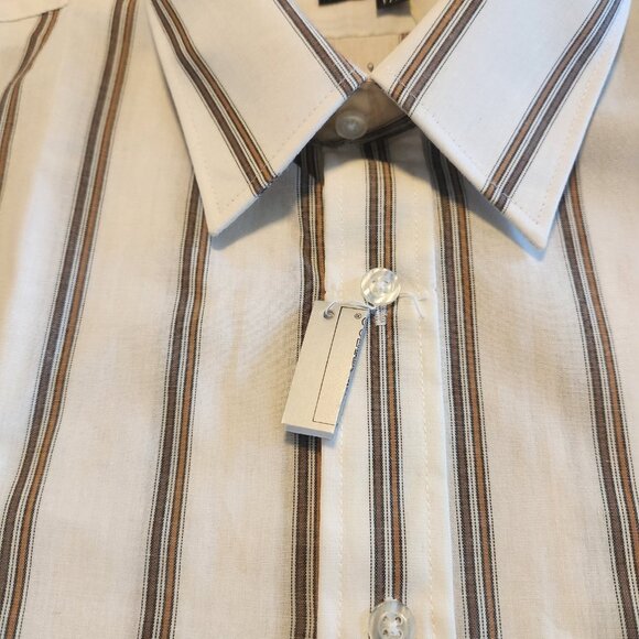 Botany 500 Shirt Vintage Button Down‎ Short Sleeve White Striped 17.5 NEW NWT - Picture 7 of 10